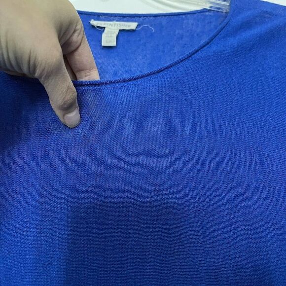 EILEEN FISHER blue lightweight linen blend pullover sweater size small - Picture 6 of 7